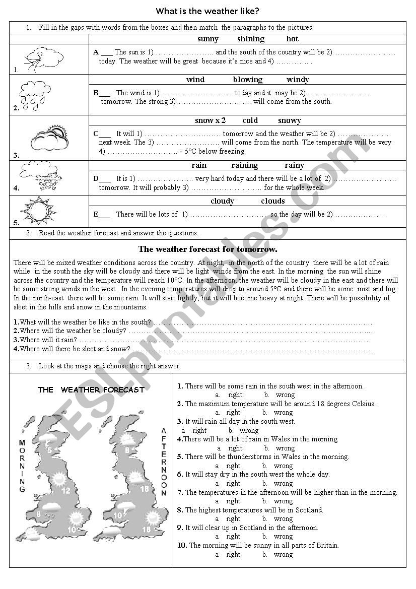 The weather forecast worksheet