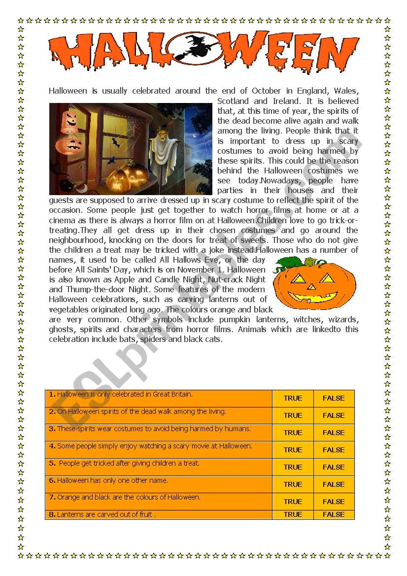 Halloween worksheet