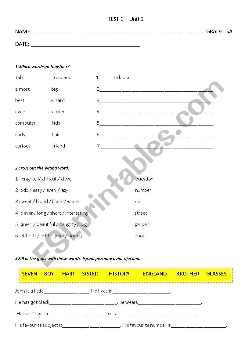 REVISION worksheet