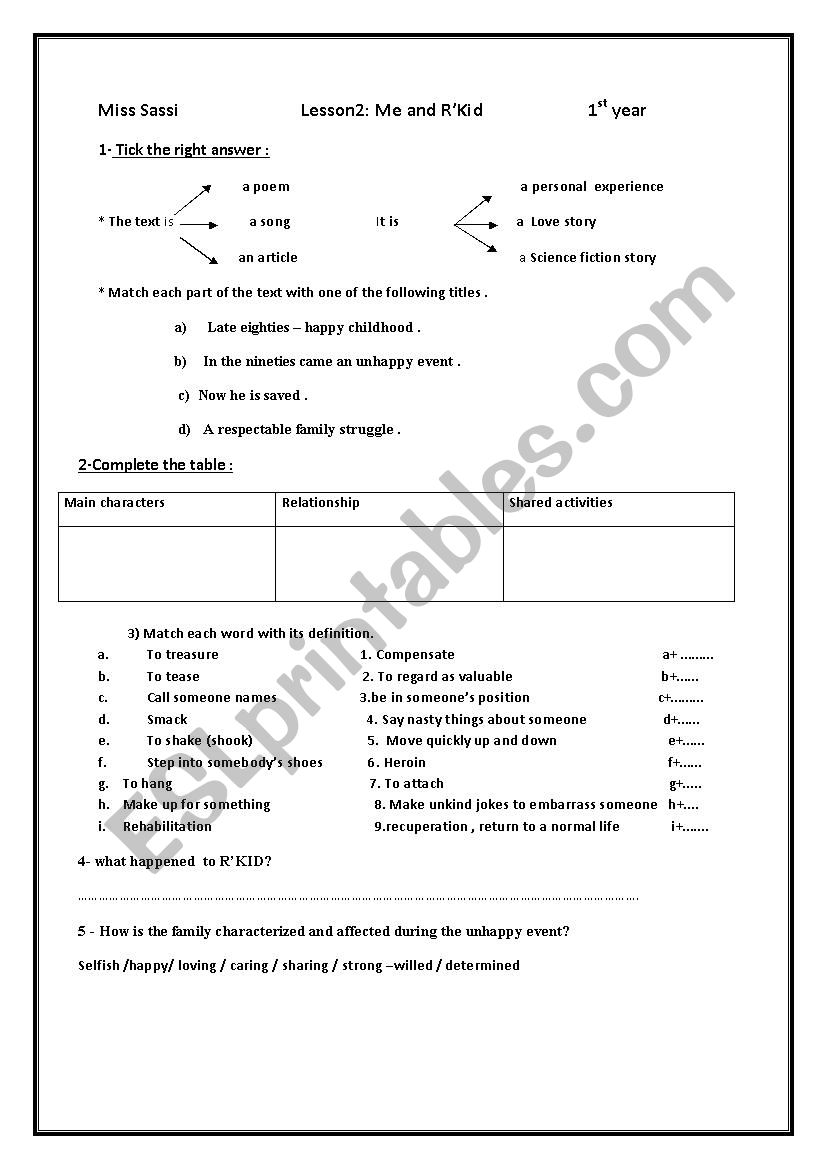 Me And R Kid Esl Worksheet By Kaousassi
