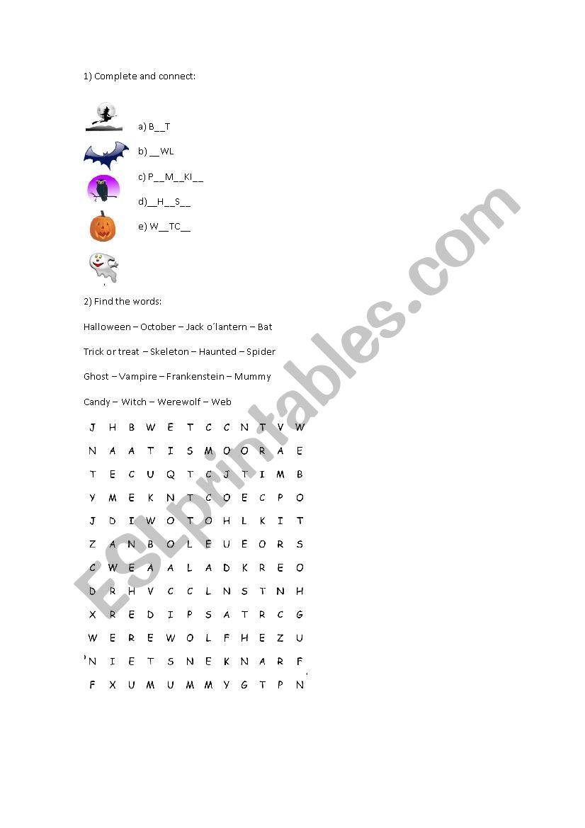 Halloween worksheet