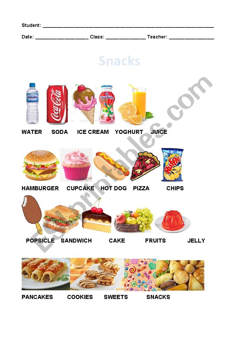 Snacks worksheet
