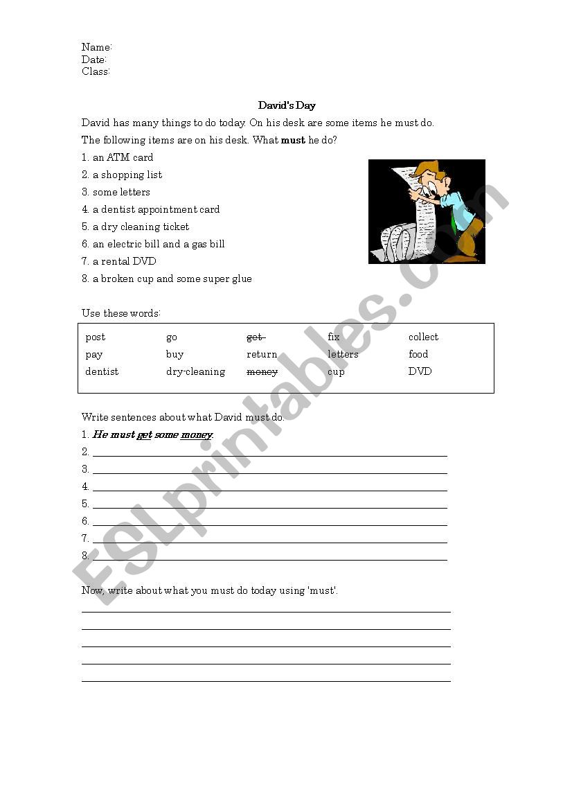 Use of must  worksheet