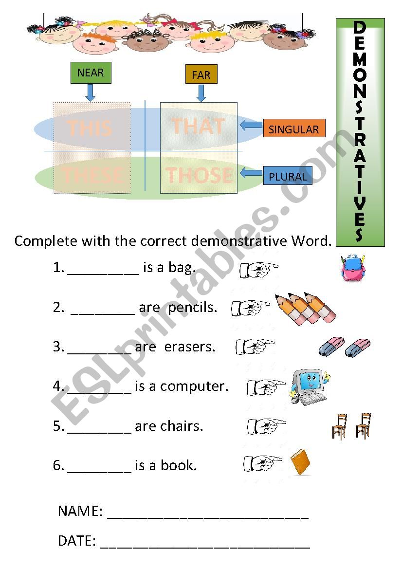 demonstrative pronouns worksheet