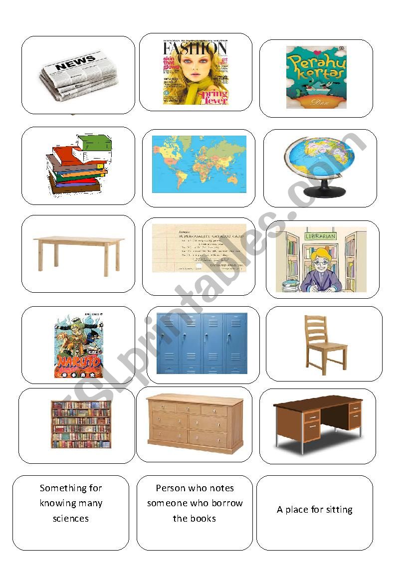 Things In The Library ESL Worksheet By Lisway