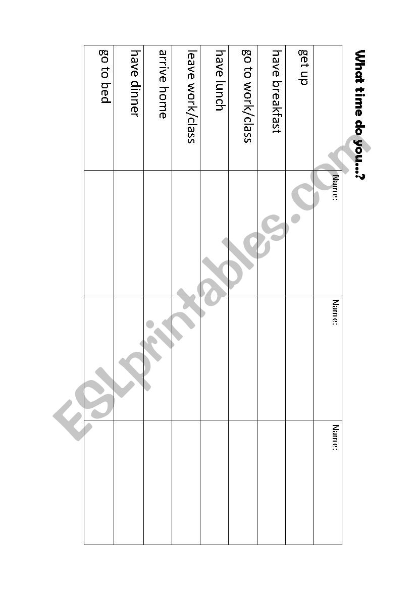 What time do you? worksheet
