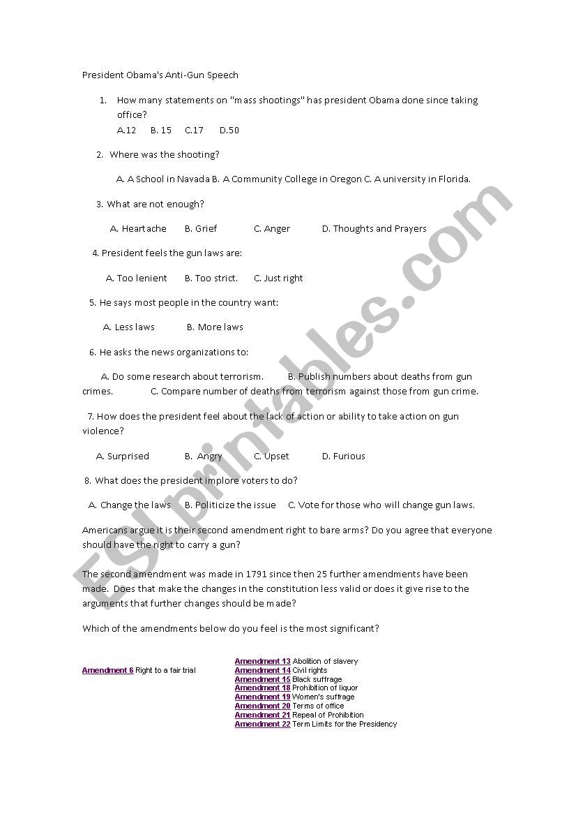 Gun Crime Debate worksheet