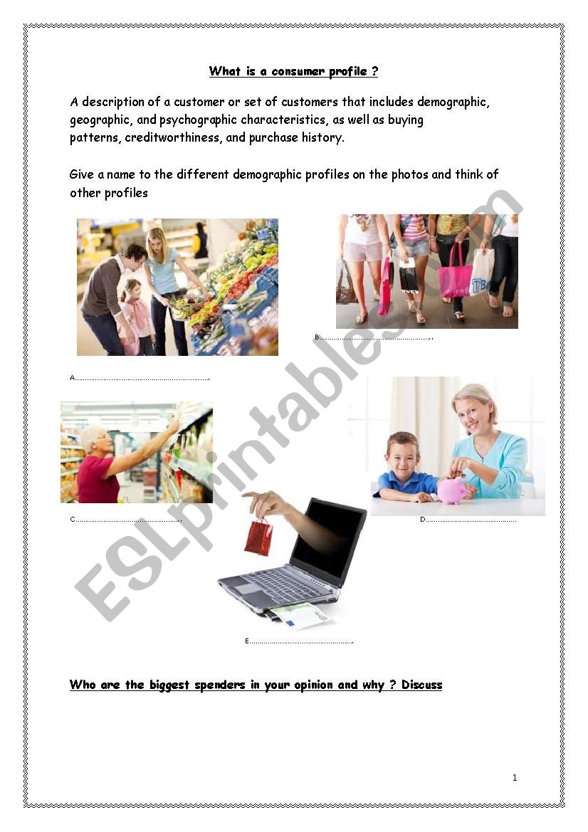 consumers worksheet