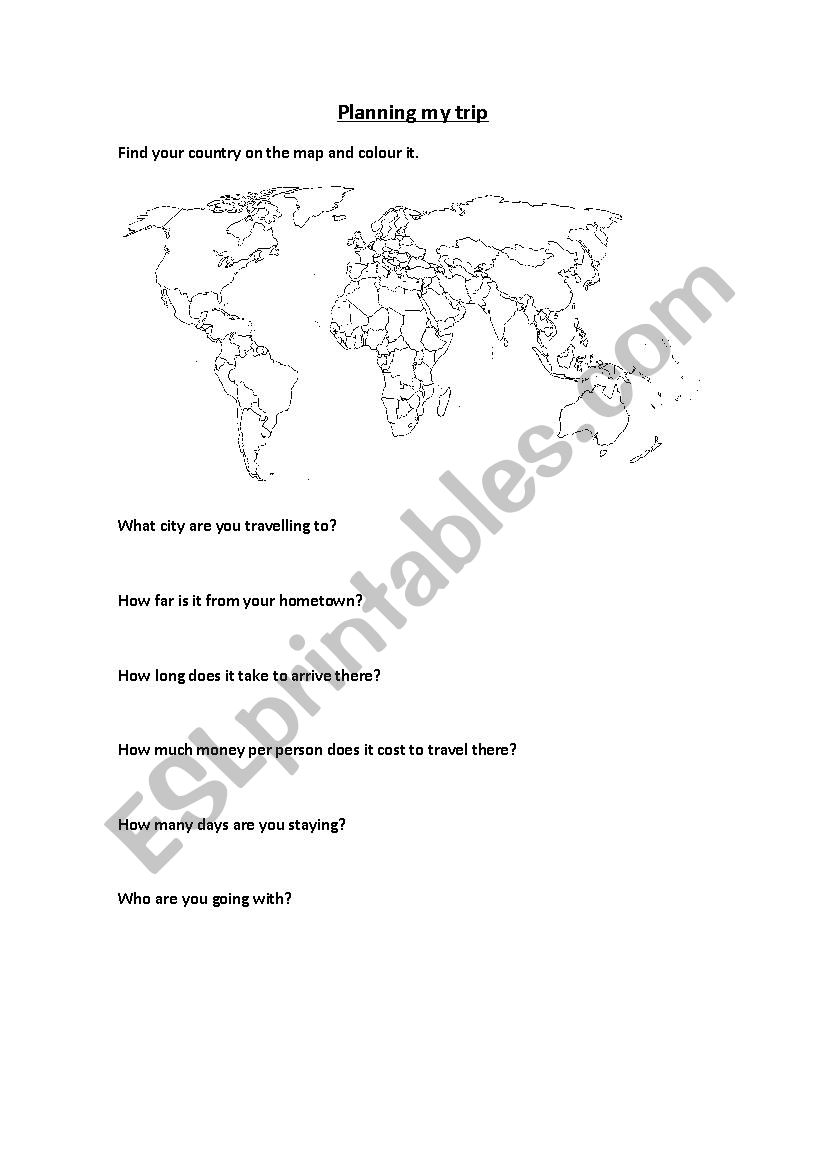 My trip worksheet