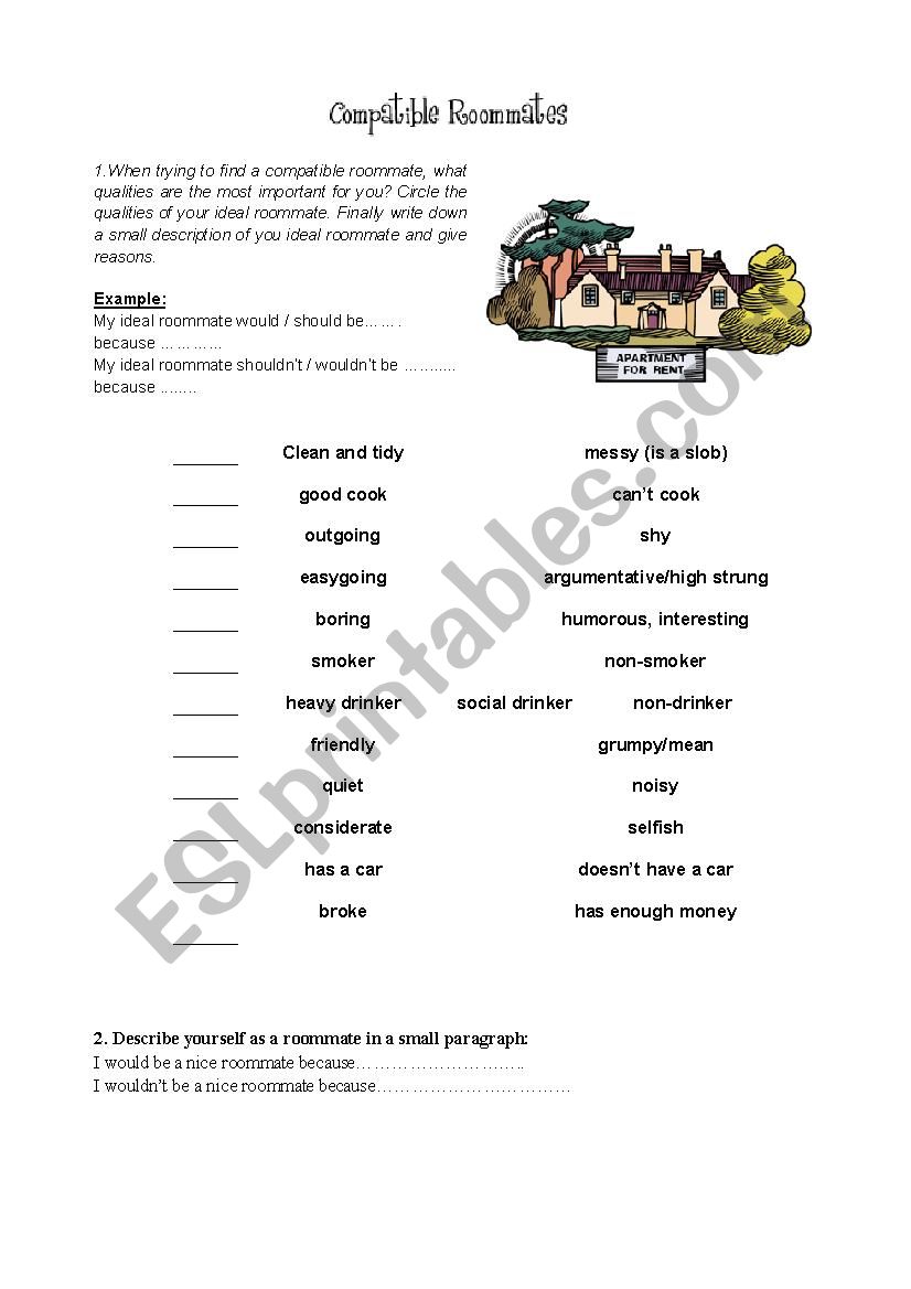 Compatible Roommates worksheet