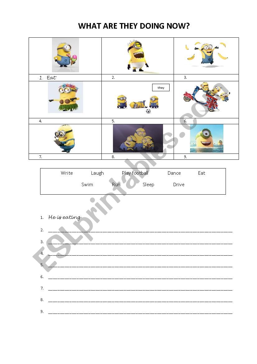 minions present continuous worksheet