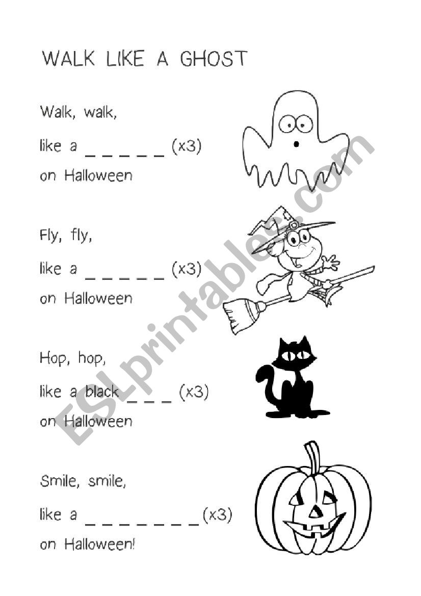 Walk like a ghost worksheet