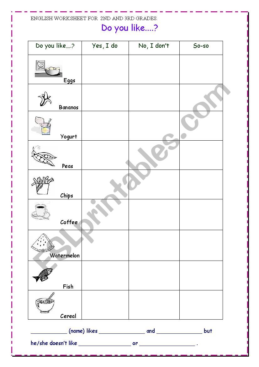 Do you like? worksheet