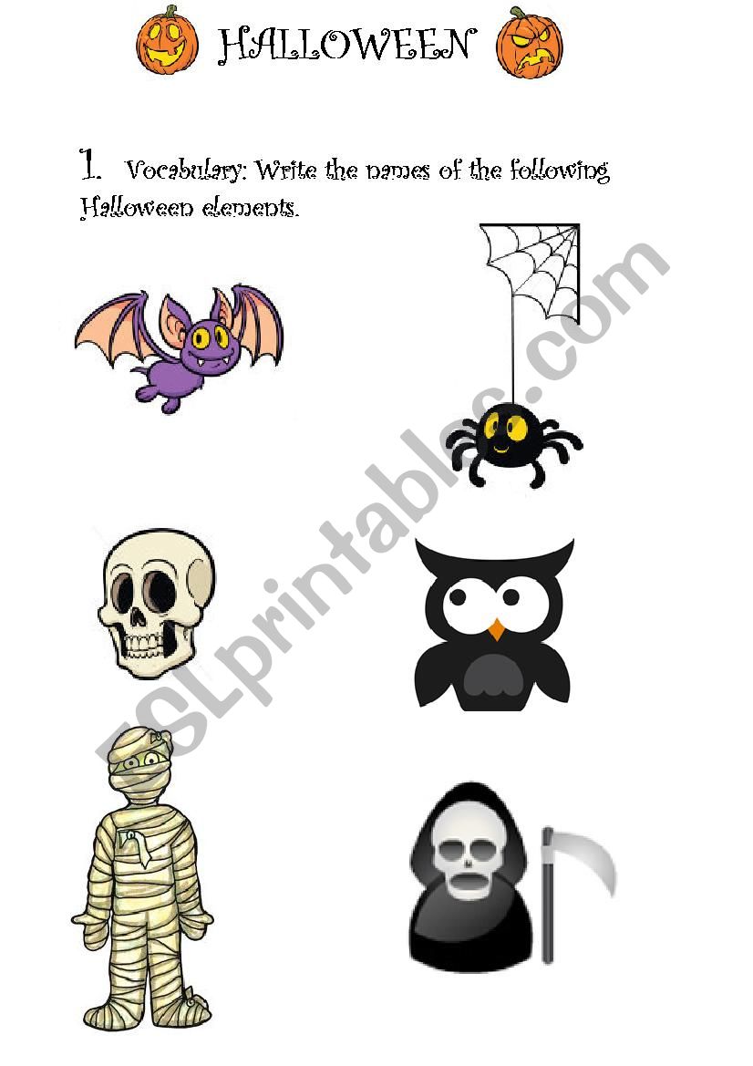 Halloween vocabulary worksheet