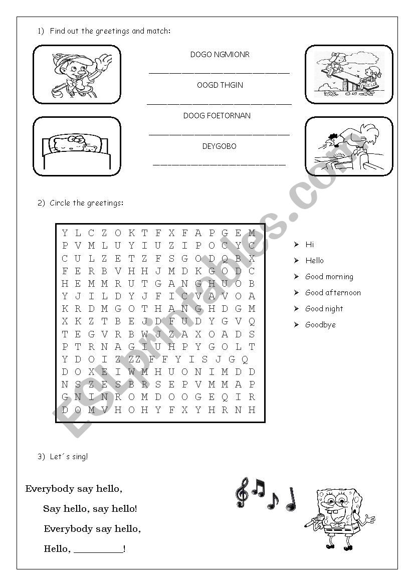 Greetings worksheet