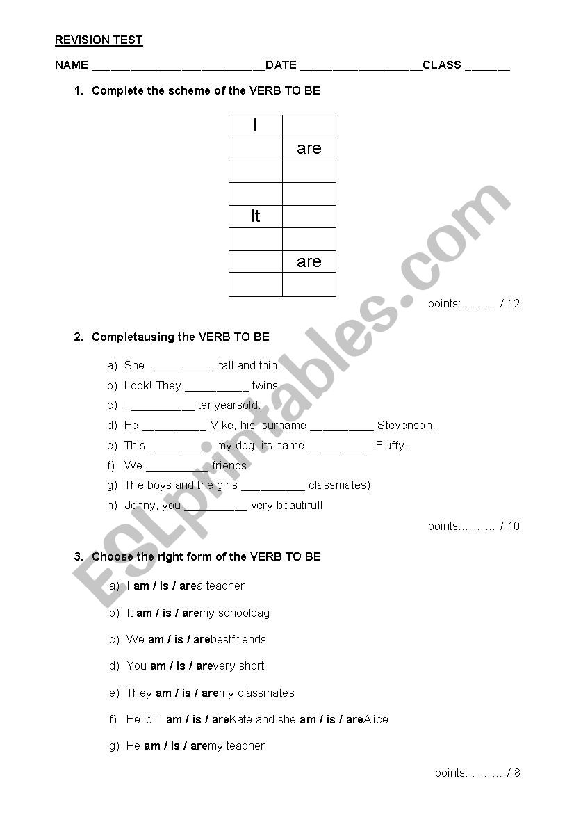 revision exercises worksheet