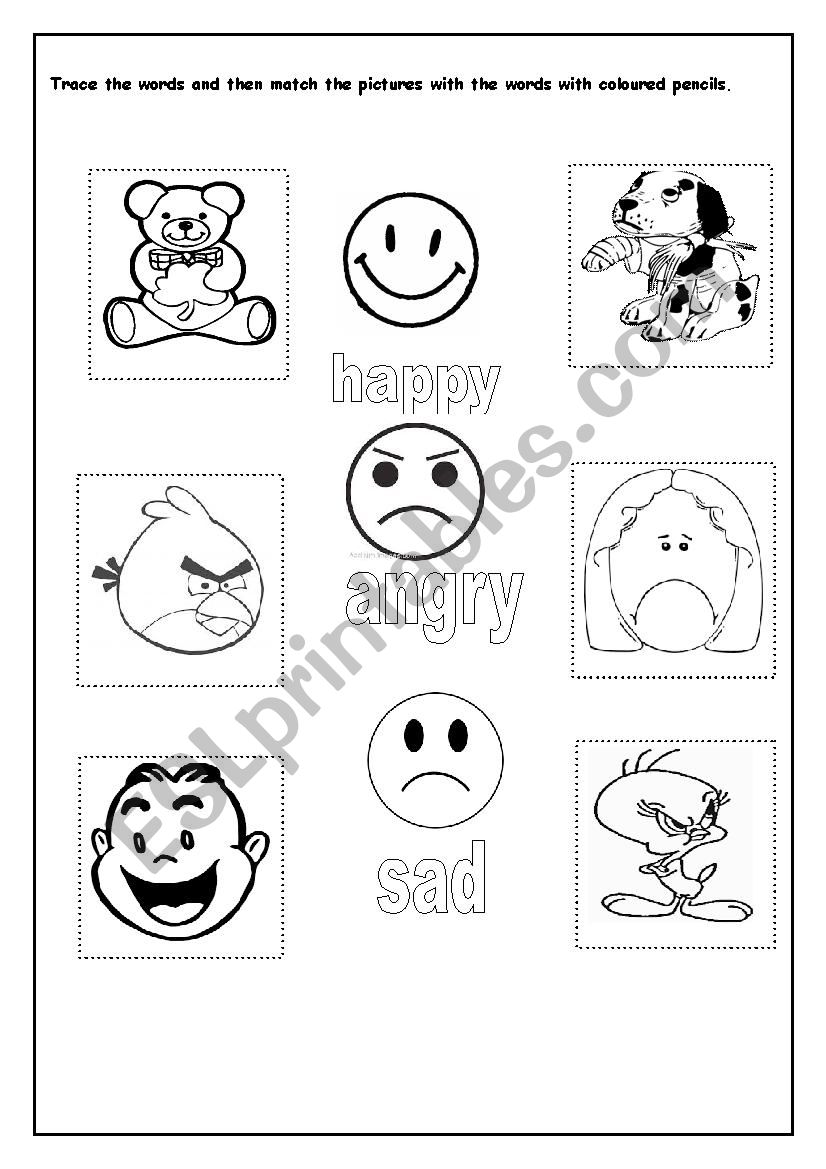 Emotions Fun Activity! Trace and Match