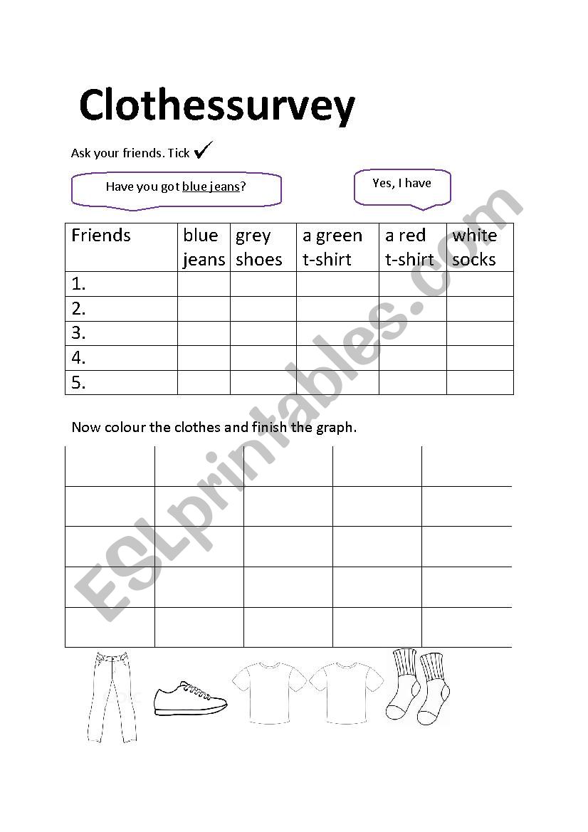 Clothes survey worksheet