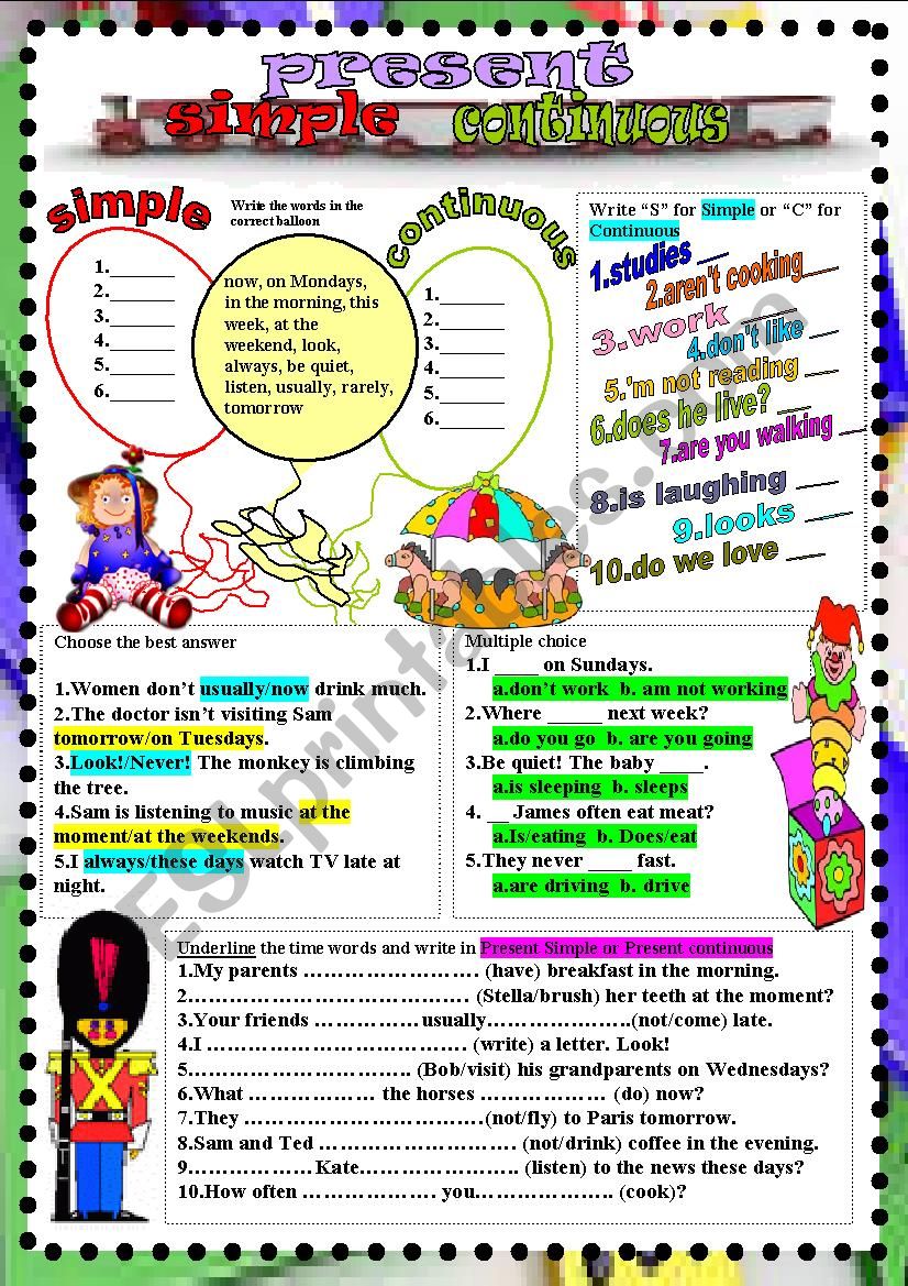 present simple-continuous worksheet