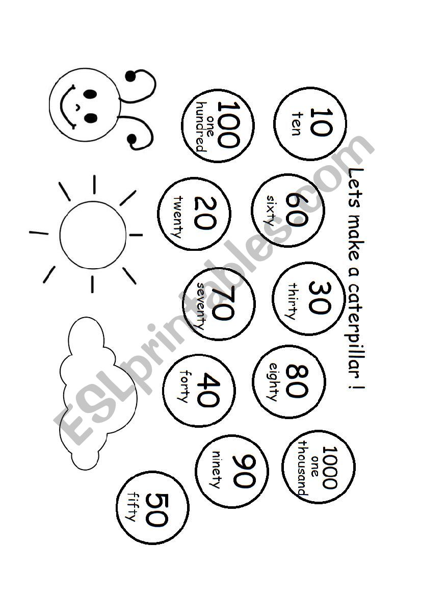 Number Caterpillar worksheet