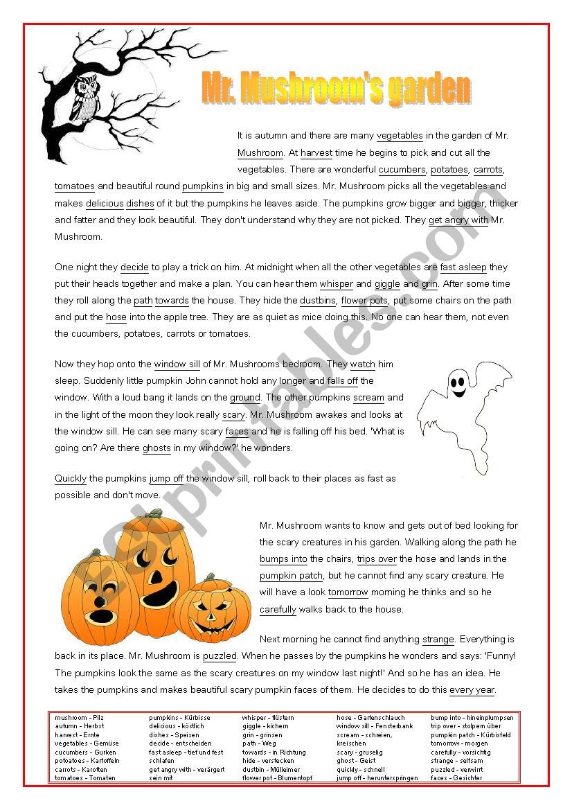 Halloween Story worksheet