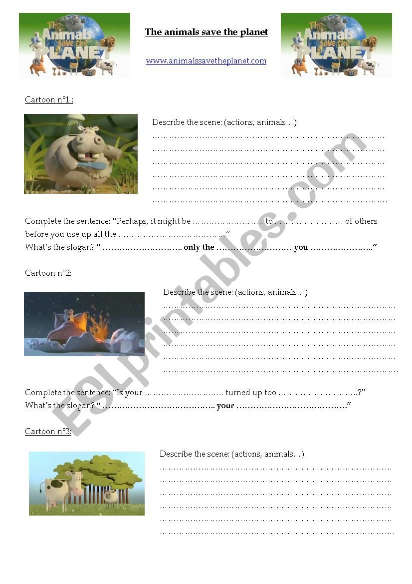 The animals save the planet worksheet