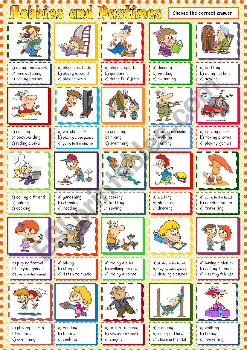 Hobbies and Pastimes worksheet