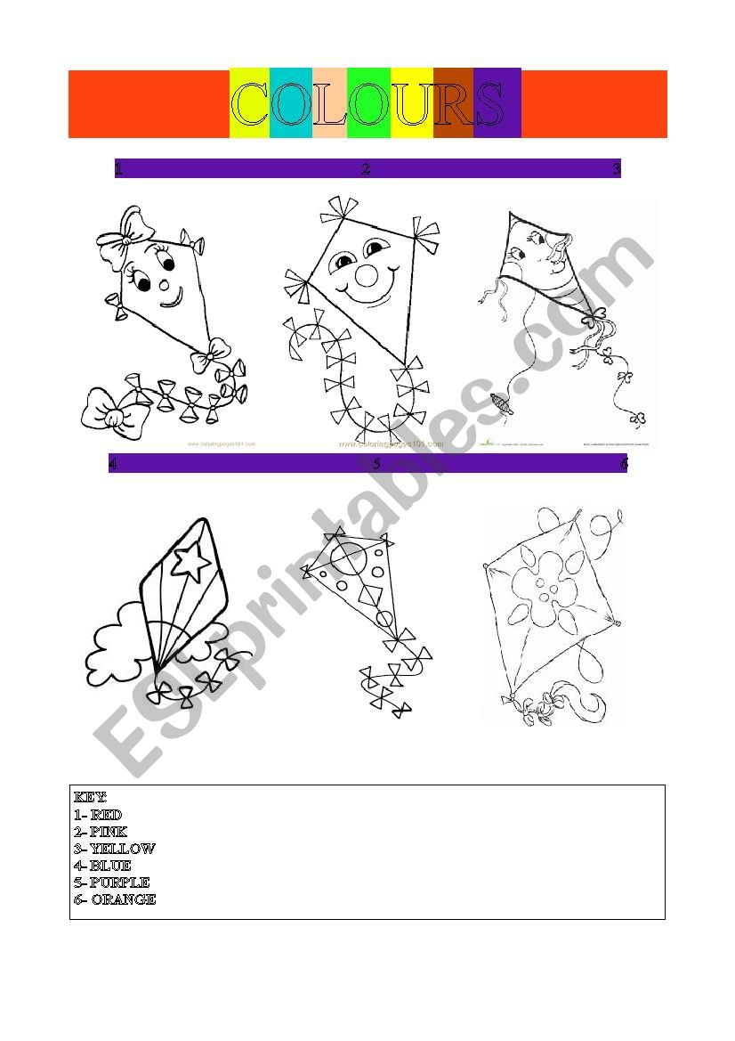 Colour the kite worksheet