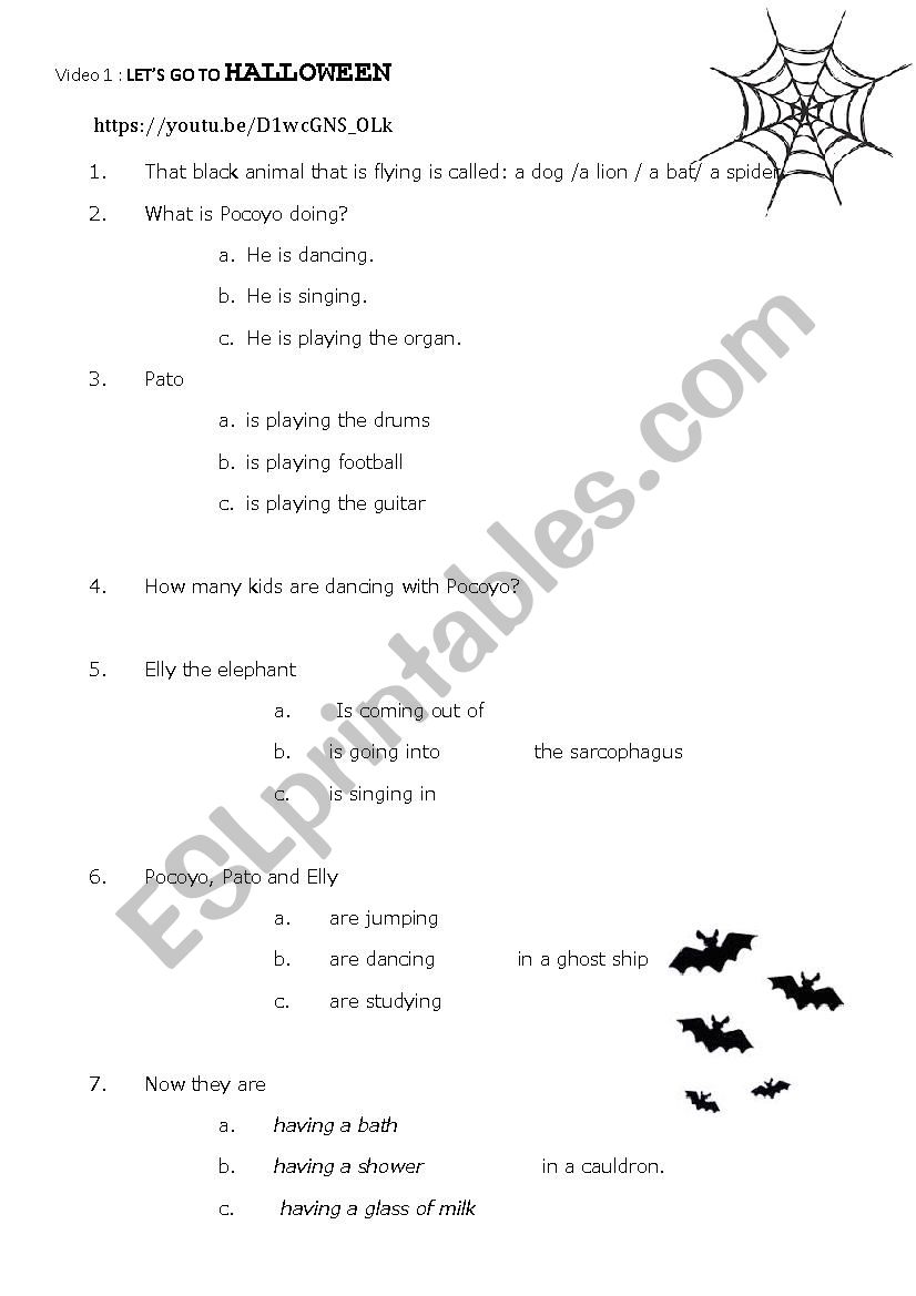 Pocoyo Lets go to Halloween. worksheet