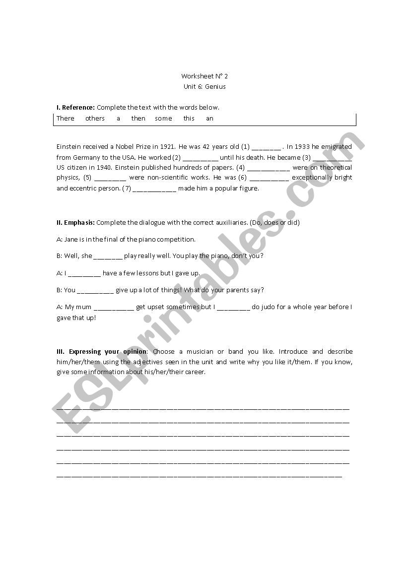 Worksheet about geniuses worksheet