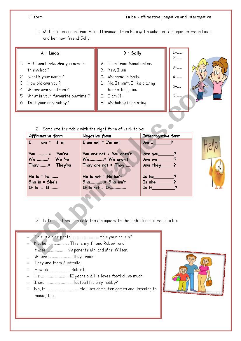 verb to be (simple present) worksheet