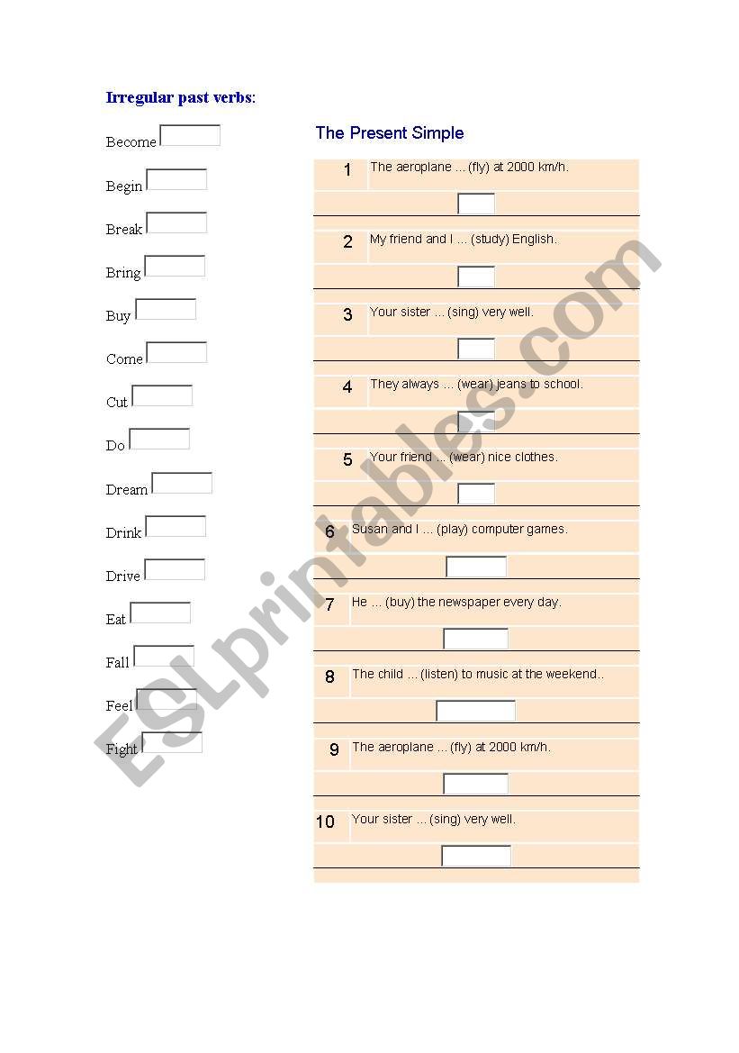 irregular verbs and present simple