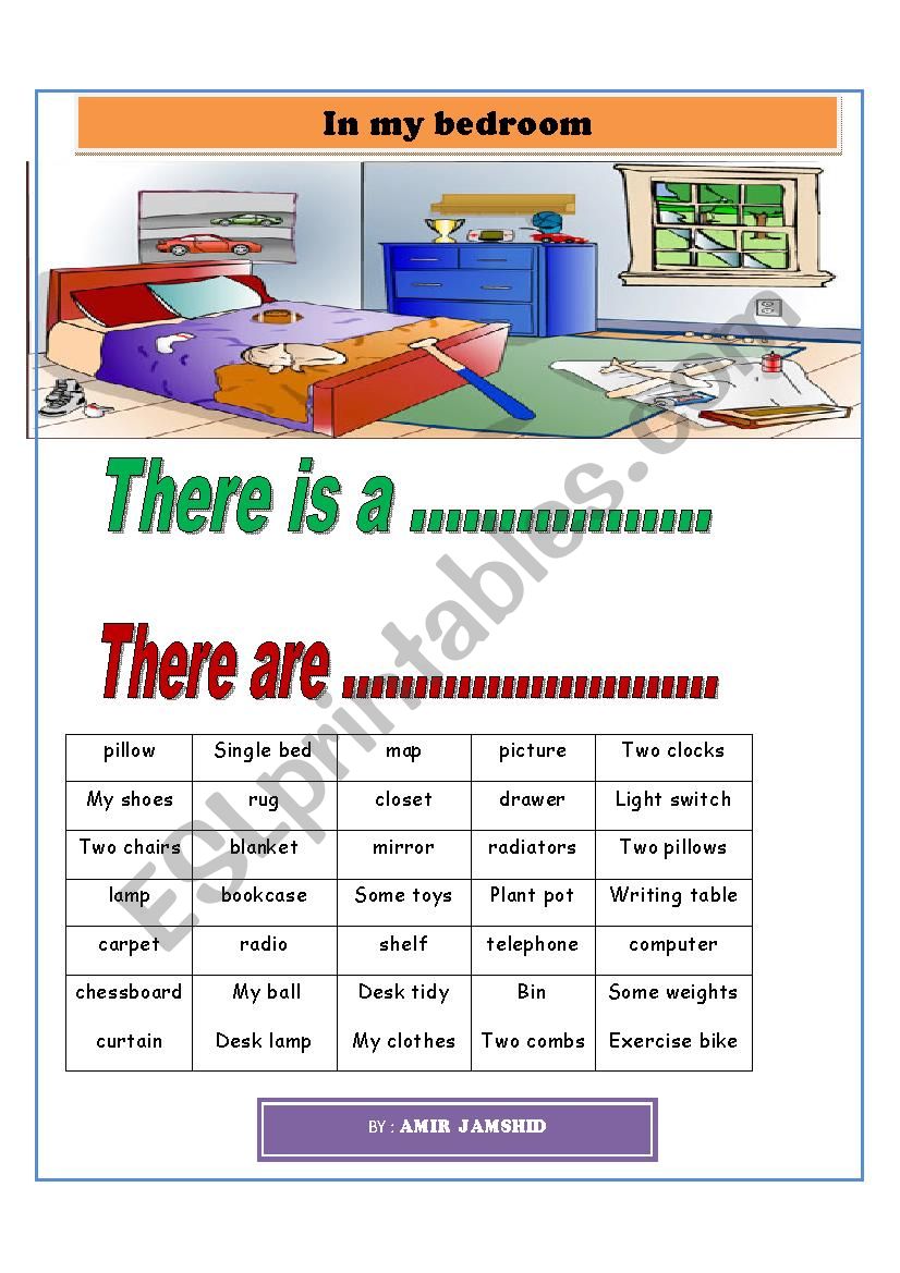 in my bedroom.... worksheet