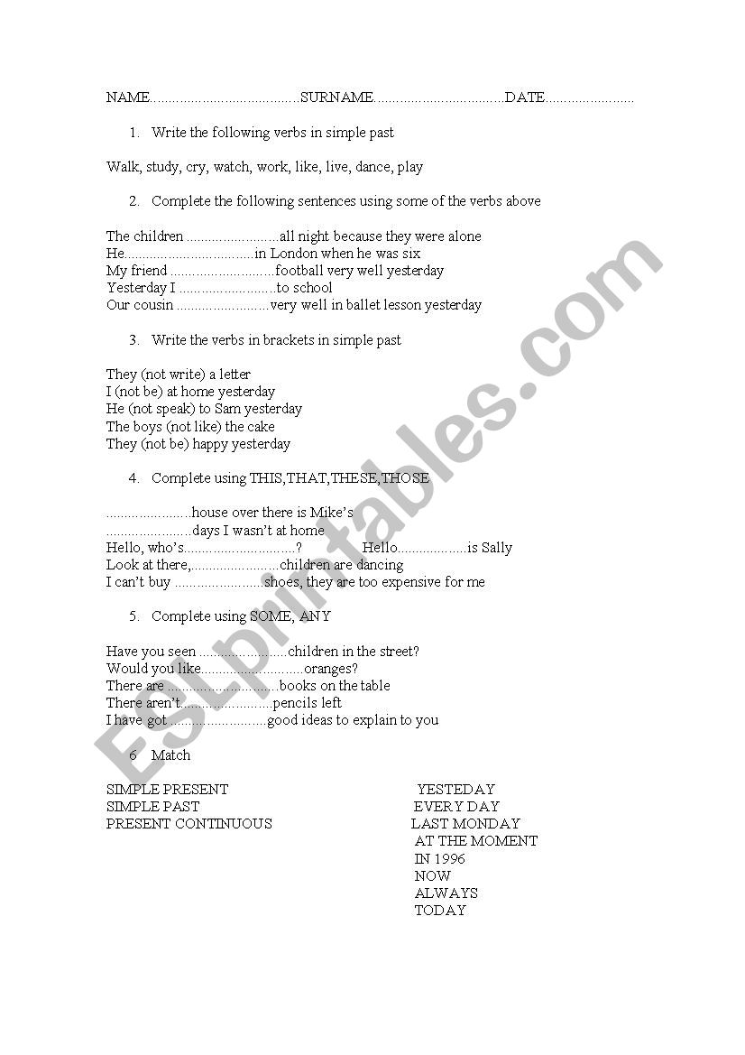 exam pre-intermediate worksheet