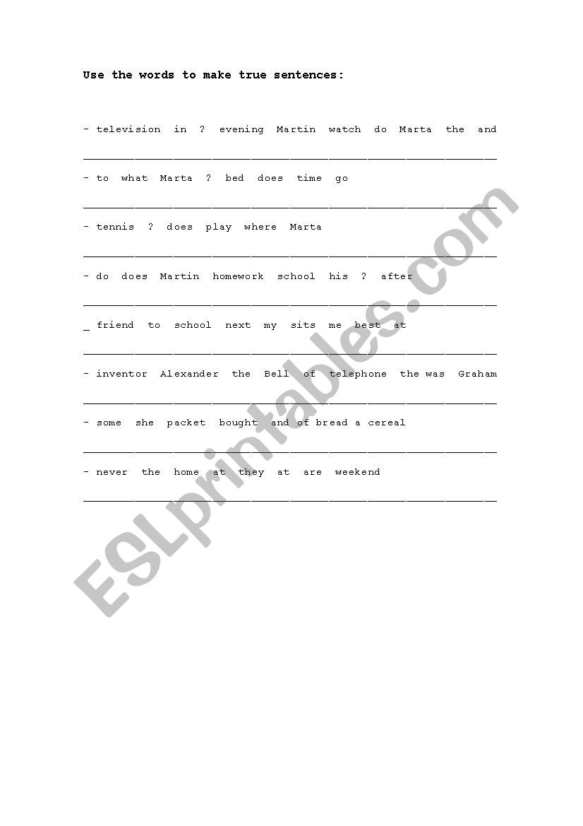 Put The Sentences In Order Esl Worksheet By Sarallado