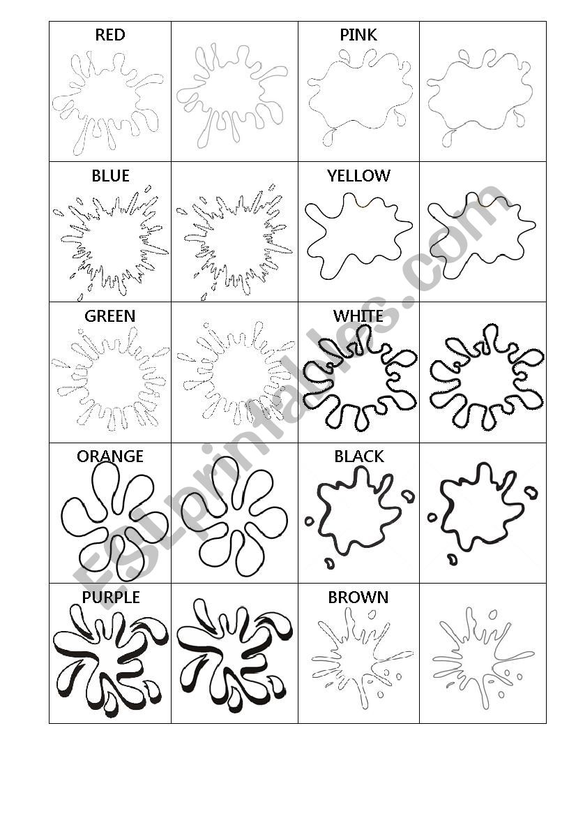 Memory game: Colours worksheet