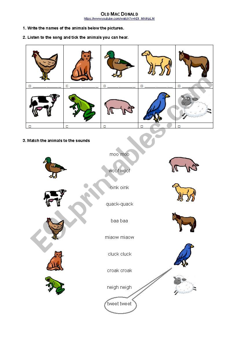 ANIMAL SOUNDS - ESL worksheet by 