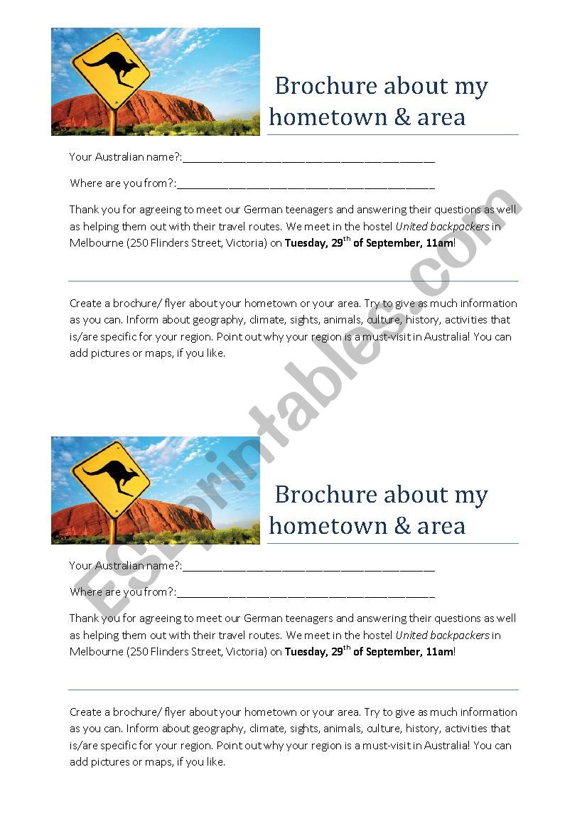 Australia: Make a brochure about your hometown