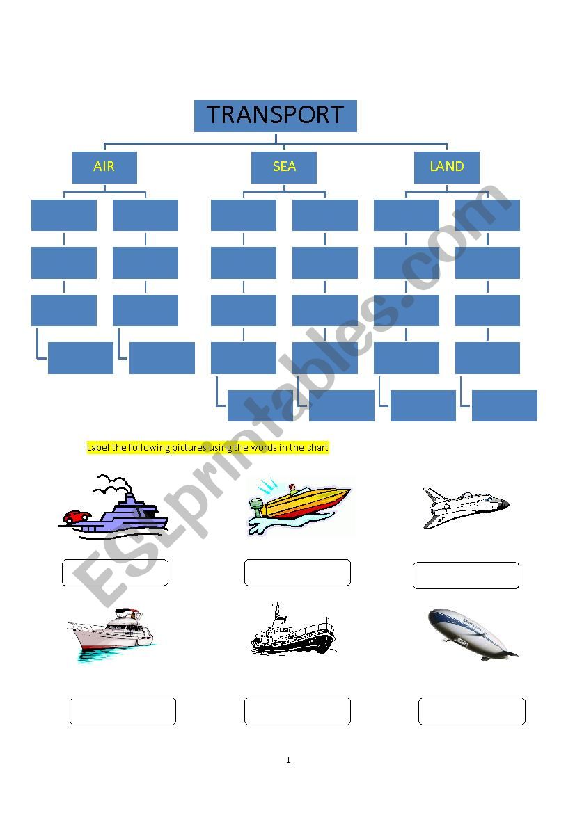Means of Transport worksheet