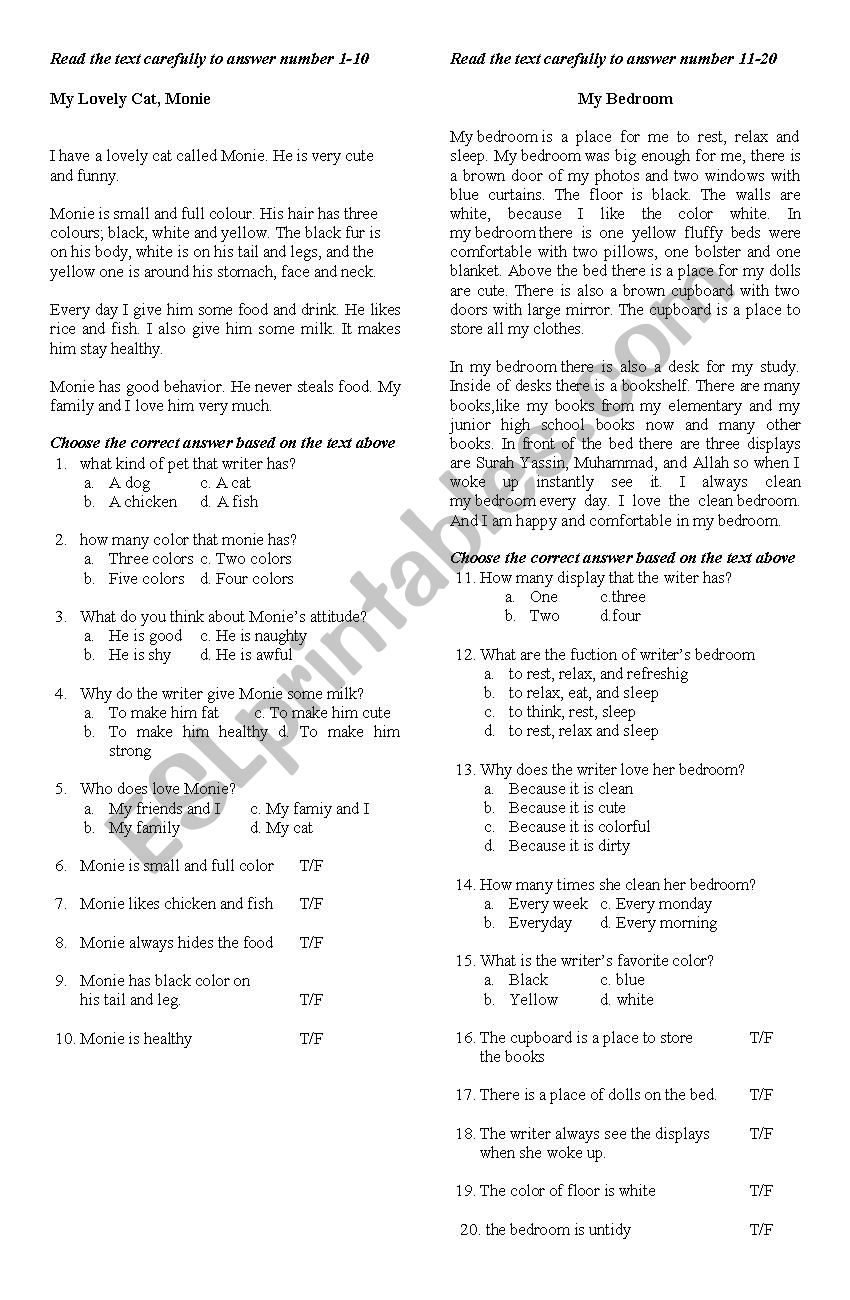 descriptive exercises worksheet