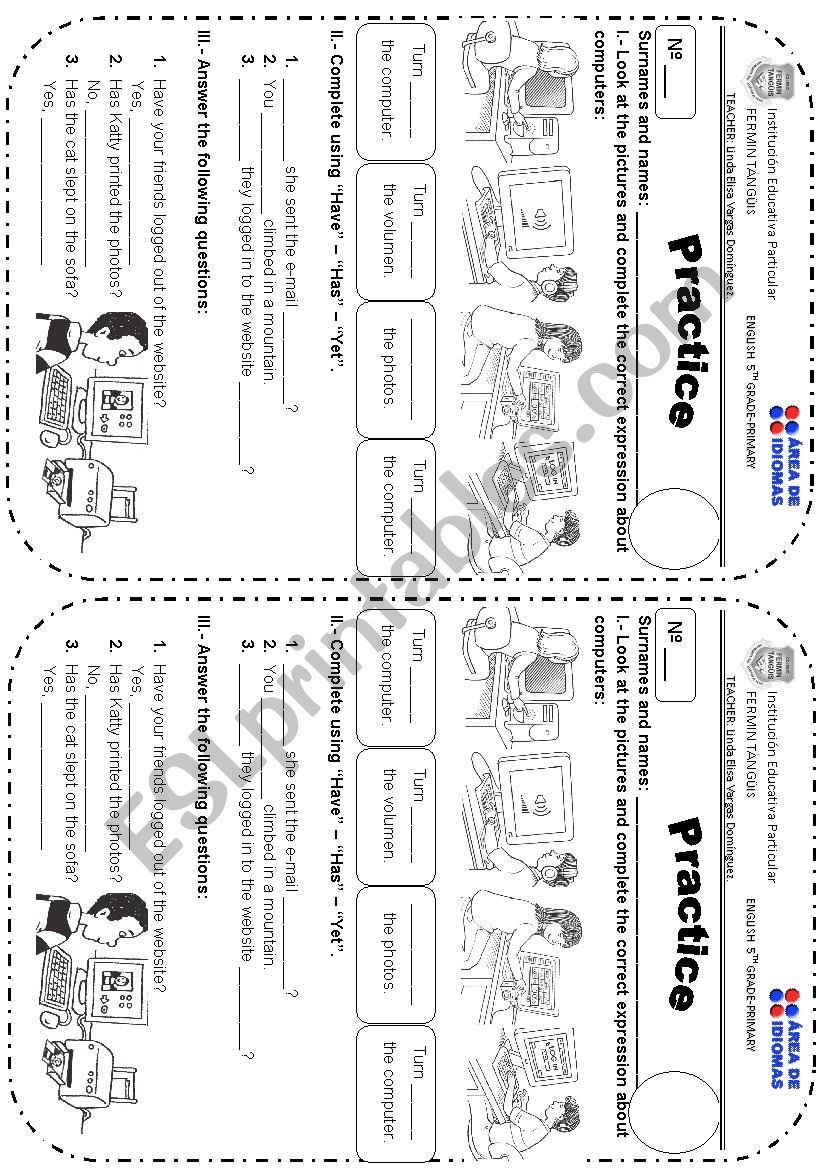 PRESENT PERFECT - COMPUTERS worksheet