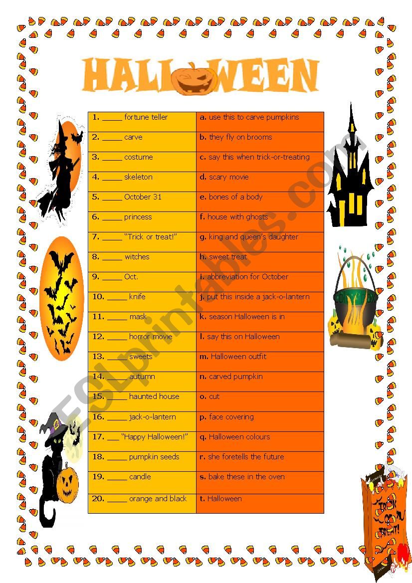 Halloween Vocabulary worksheet