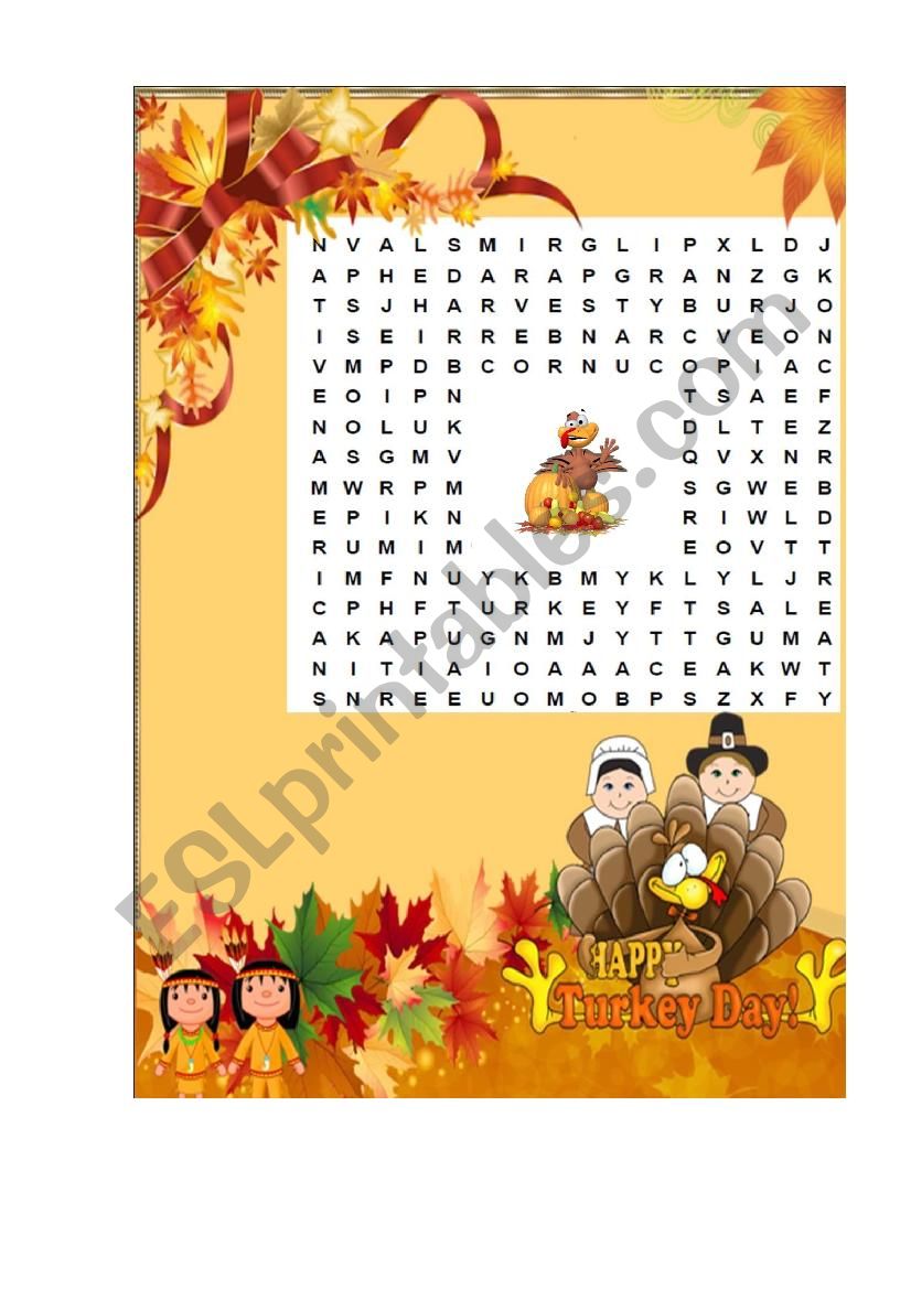 Thanksgiving Wordsearch worksheet