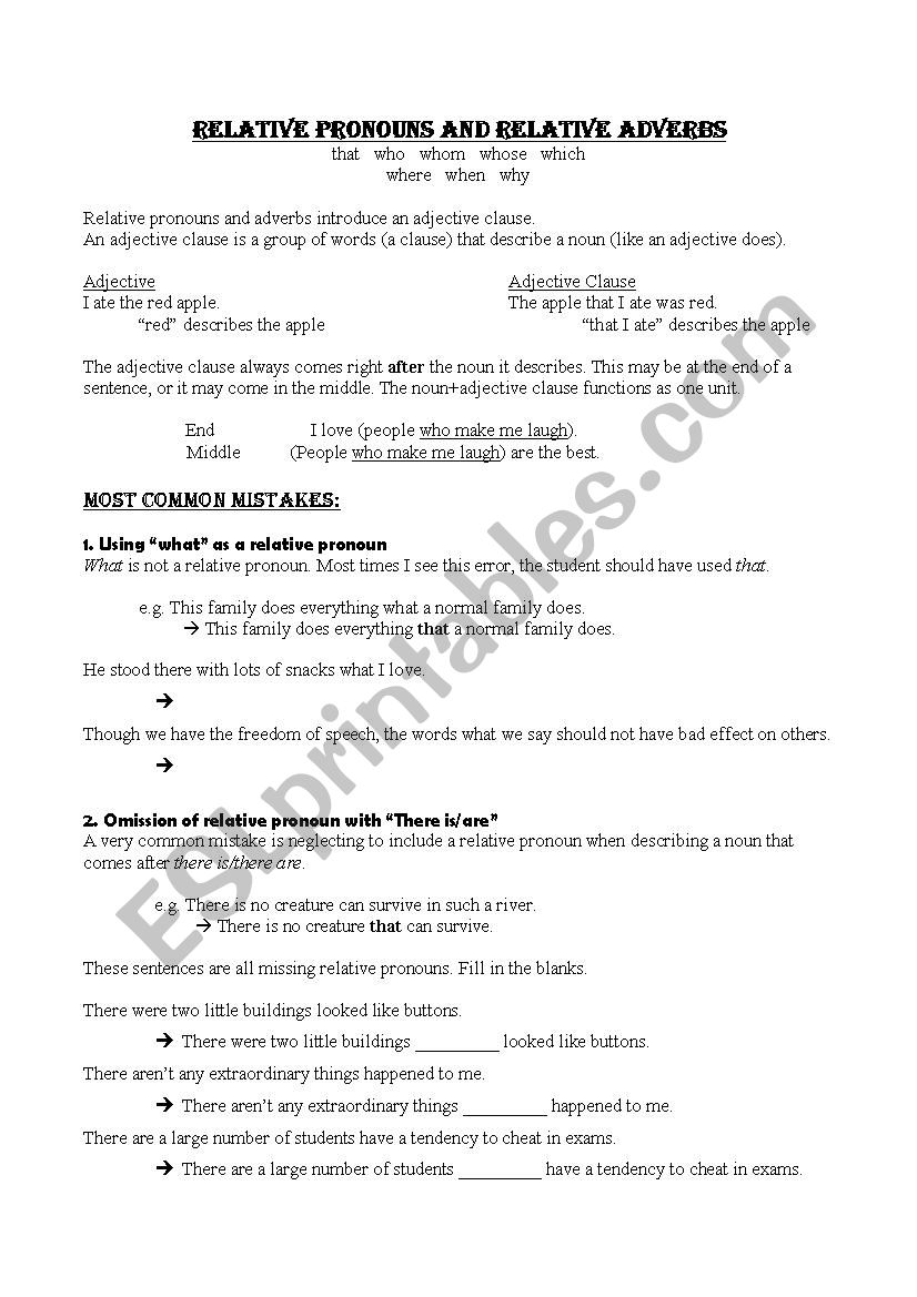 Relative Pronouns: Common Errors