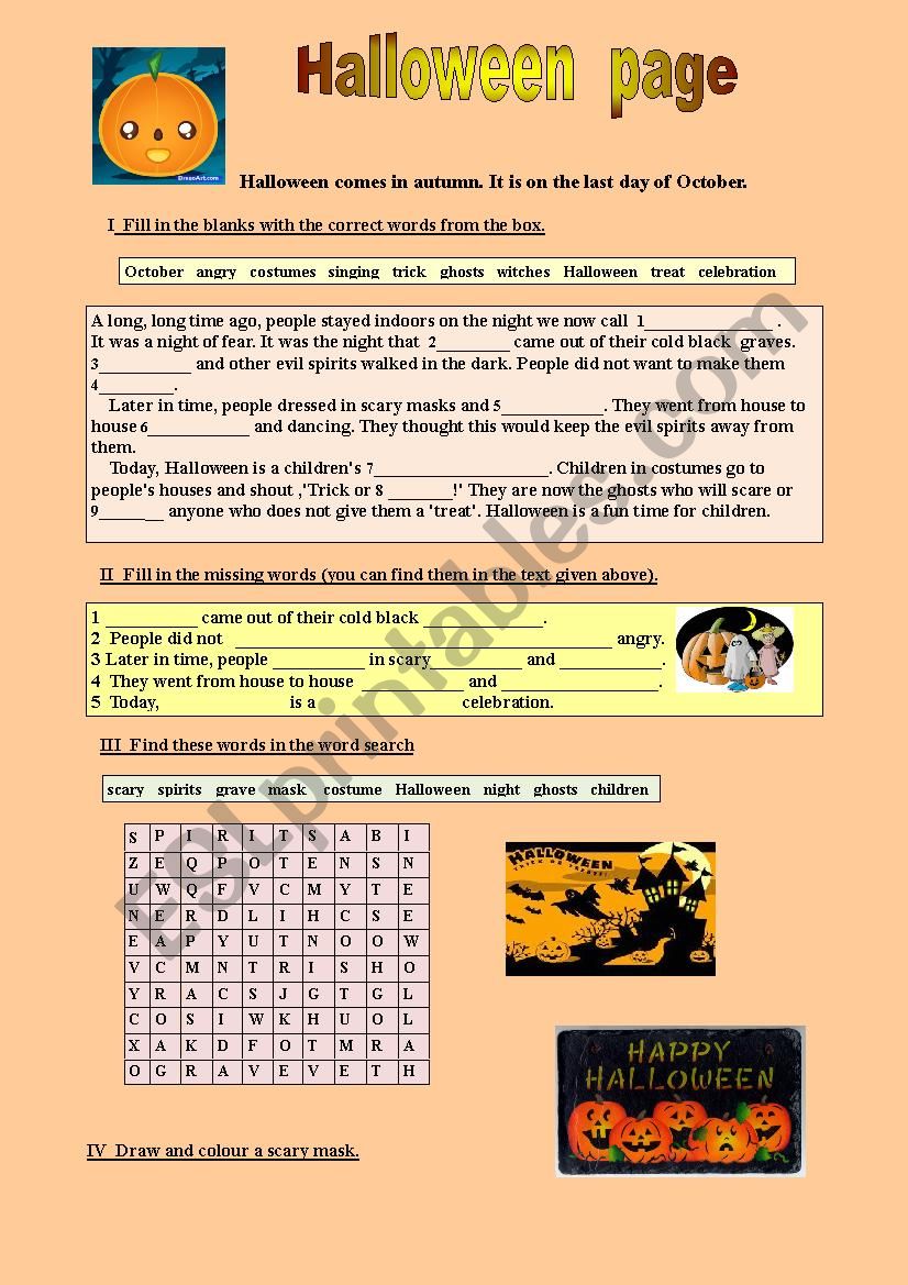 Halloween Vocabulary worksheet