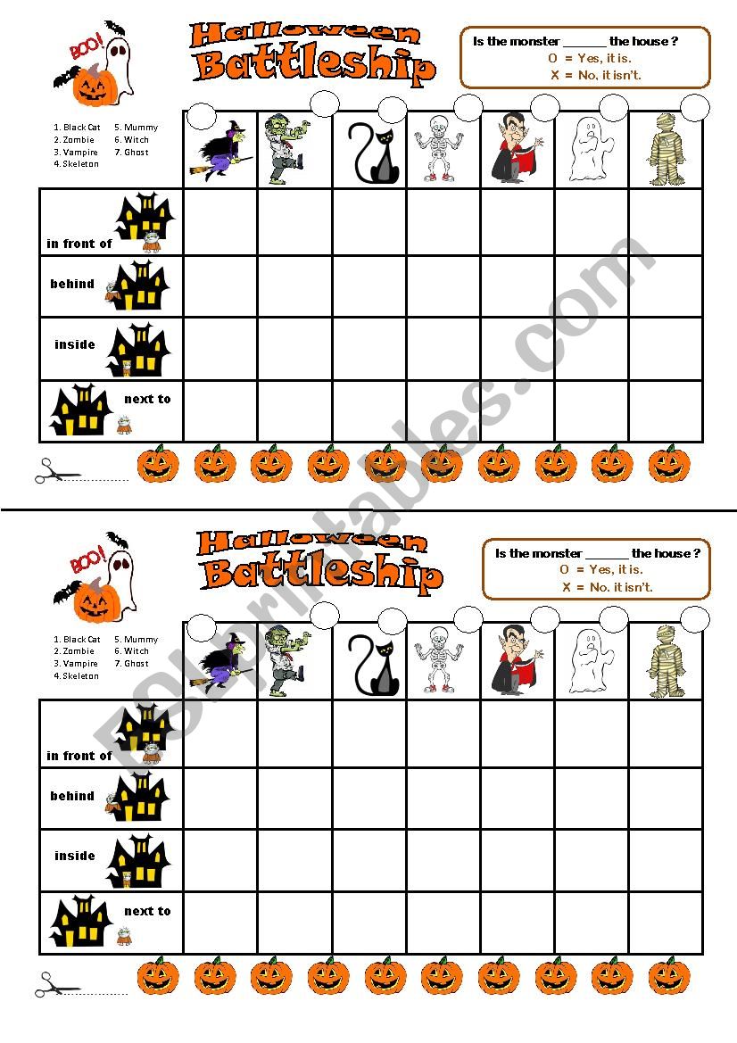 HALLOWEEN BATTLESHIP worksheet