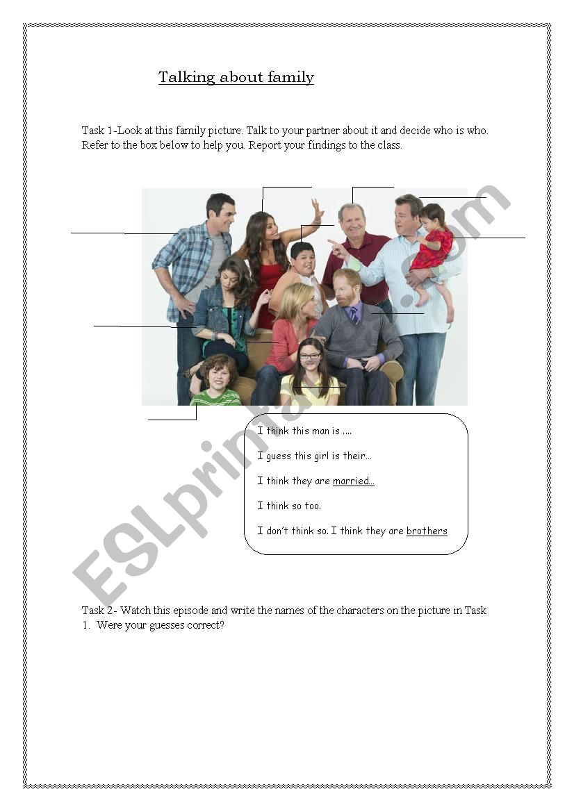 Modern family worksheet worksheet