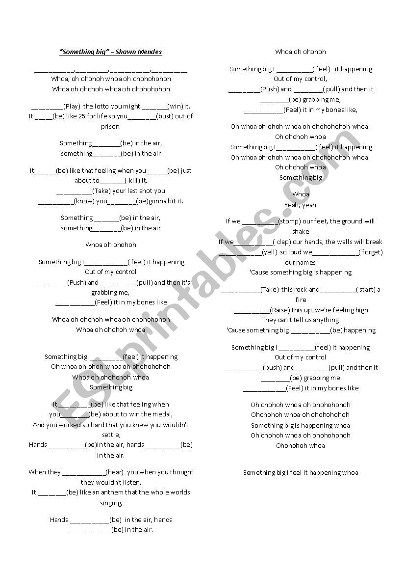 Simple Present Tense with songs 