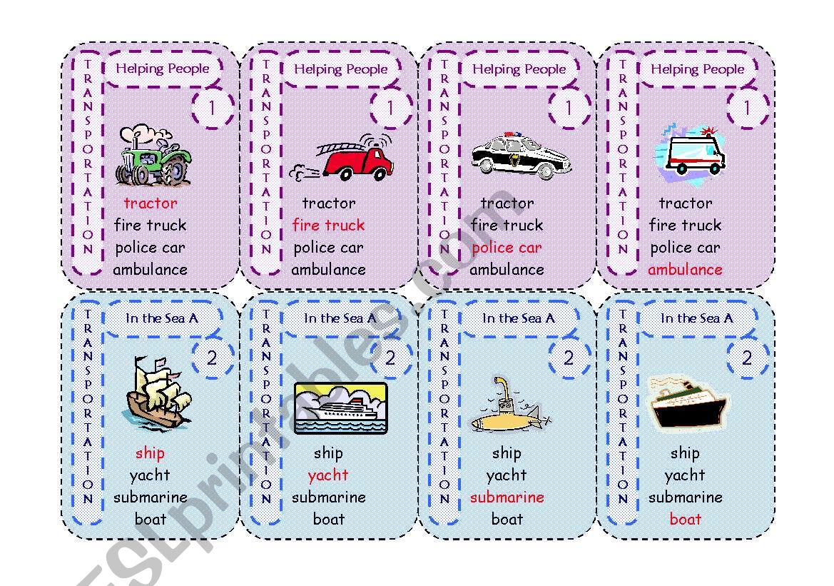 A cards game â€“ transportation part 1/3