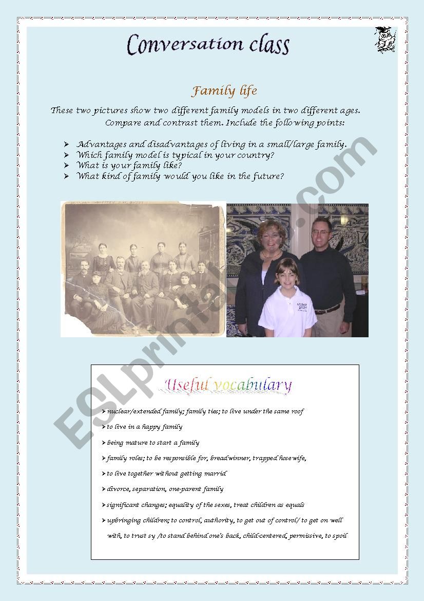 Family life worksheet